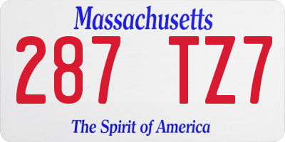 MA license plate 287TZ7