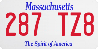 MA license plate 287TZ8