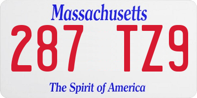 MA license plate 287TZ9