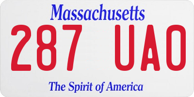 MA license plate 287UA0