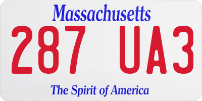 MA license plate 287UA3