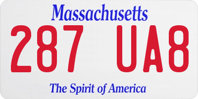 MA license plate 287UA8