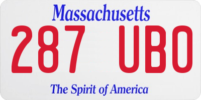 MA license plate 287UB0