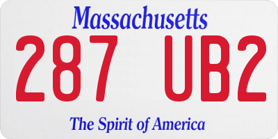 MA license plate 287UB2