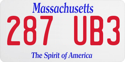 MA license plate 287UB3