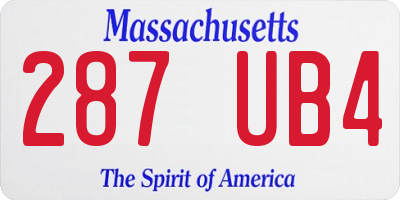 MA license plate 287UB4