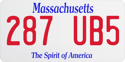 MA license plate 287UB5