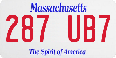 MA license plate 287UB7