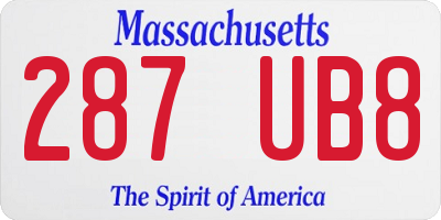 MA license plate 287UB8