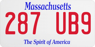 MA license plate 287UB9