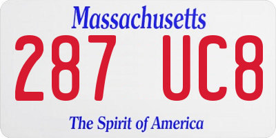 MA license plate 287UC8
