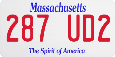 MA license plate 287UD2