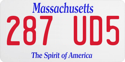 MA license plate 287UD5