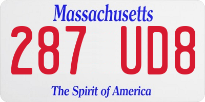 MA license plate 287UD8