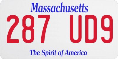 MA license plate 287UD9