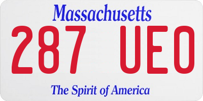 MA license plate 287UE0