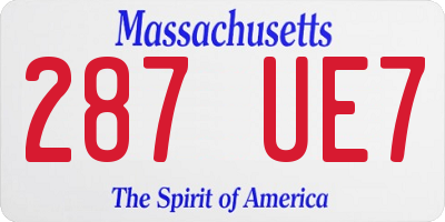 MA license plate 287UE7