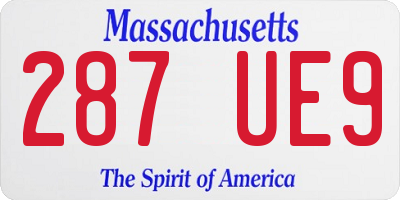 MA license plate 287UE9