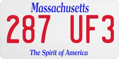 MA license plate 287UF3