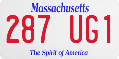 MA license plate 287UG1