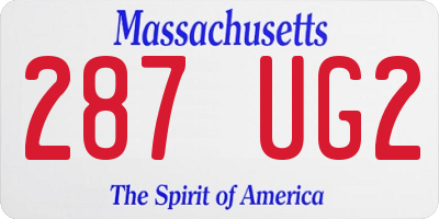 MA license plate 287UG2