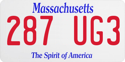 MA license plate 287UG3