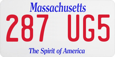 MA license plate 287UG5