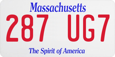 MA license plate 287UG7