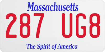 MA license plate 287UG8