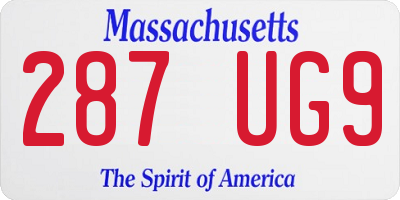 MA license plate 287UG9