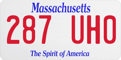 MA license plate 287UH0