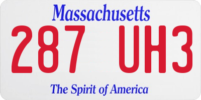 MA license plate 287UH3
