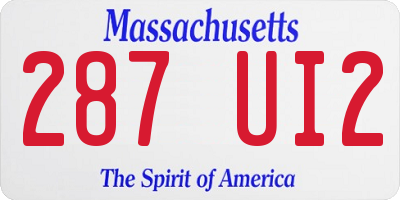 MA license plate 287UI2