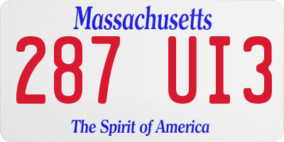 MA license plate 287UI3