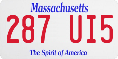 MA license plate 287UI5