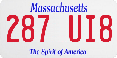MA license plate 287UI8