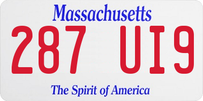 MA license plate 287UI9