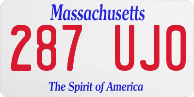 MA license plate 287UJ0