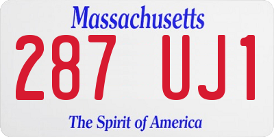 MA license plate 287UJ1