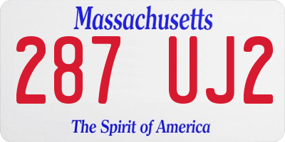 MA license plate 287UJ2
