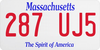 MA license plate 287UJ5