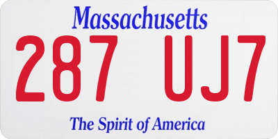 MA license plate 287UJ7