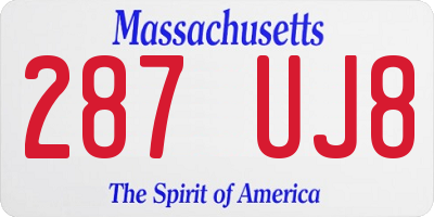 MA license plate 287UJ8