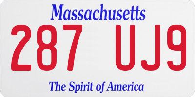 MA license plate 287UJ9