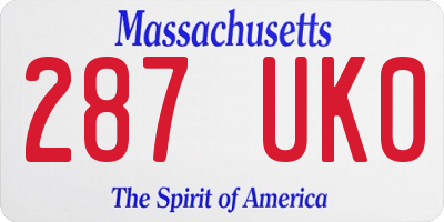 MA license plate 287UK0