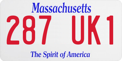 MA license plate 287UK1