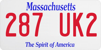 MA license plate 287UK2