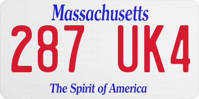 MA license plate 287UK4