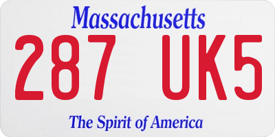 MA license plate 287UK5