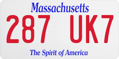 MA license plate 287UK7